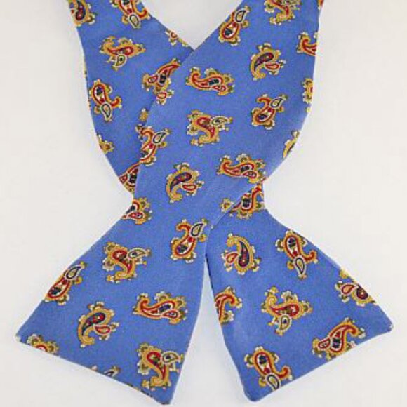NEW Lanae Joy Silk Adjustable Bow Tie Bowtie / Blue Gold / Privat… - Picture 2 of 4
